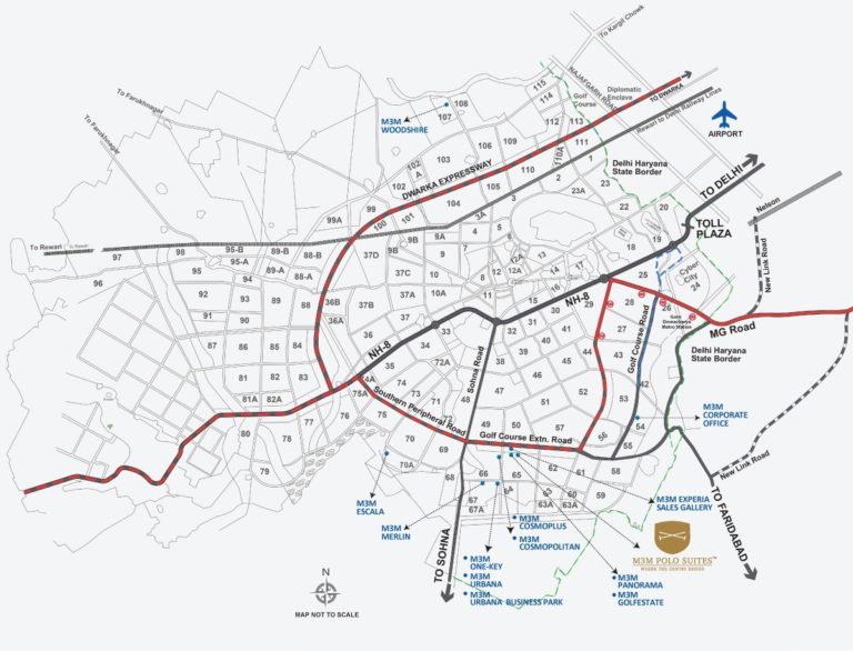 M3M Polo Suites Golf Course Extension Road, Gurgaon Flats & Apartments, Luxury-Location-Map