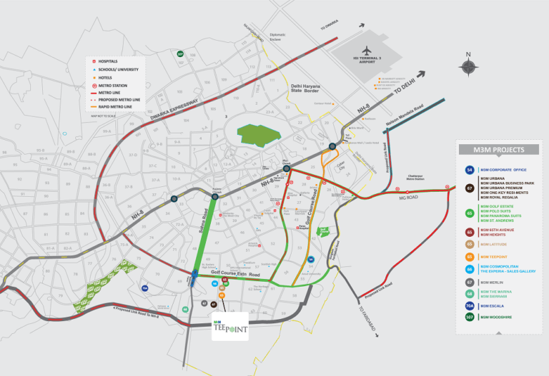 M3M Tee Point Golf Course Extension Road, Gurgaon Commercial, Retail Shop-Location-Map