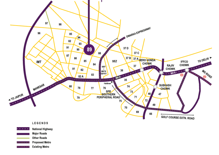 MRG World The Meridian Affordable Housing Sector 89 Gurgaon Dwarka Expressway, Gurgaon, New Gurgaon (NH8) Affordable, Affordable Homes-Location-Map