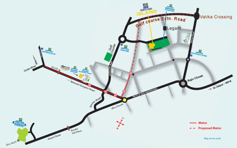 Orchid Island Golf Course Extension Road, Gurgaon Flats & Apartments, Luxury-Location-Map