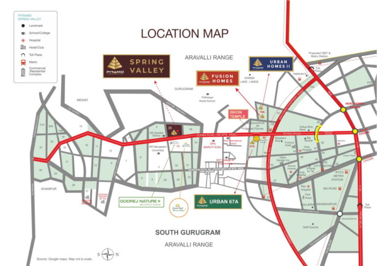 Pyramid Spring Valley DDJAY Affordable Plots Sector 35 Sohna Affordable, Affordable Plots Location-Map