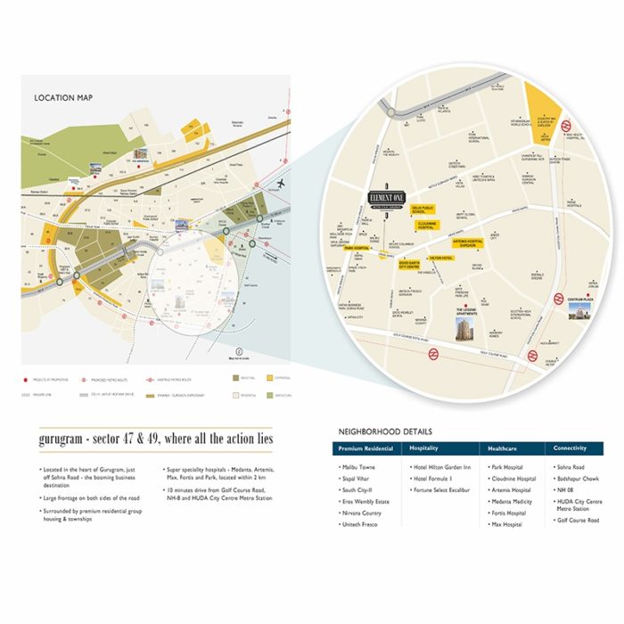 Satya Element One Gurgaon Sohna Road Commercial Retail Shop Location Map