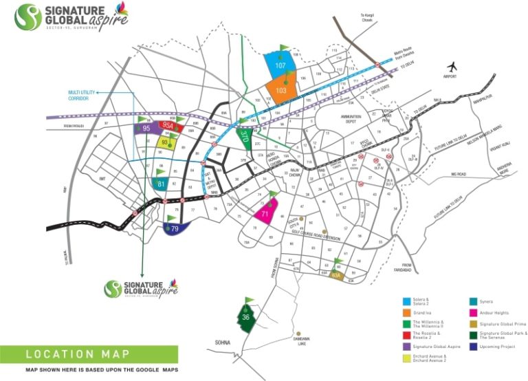 Signature Global Aspire Affordable Housing Sector 95 Gurgaon Gurgaon (NH8) Affordable Affordable Homes Location-Map