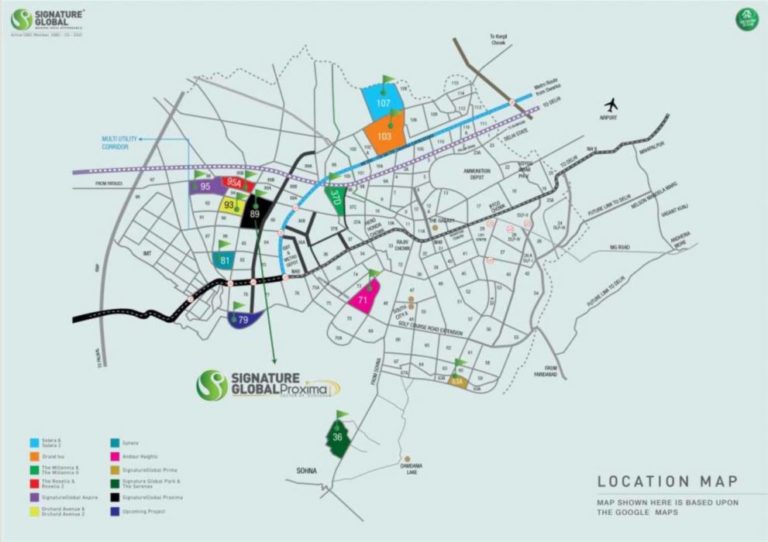 Signature Global Proxima 1 Affordable Housing Sector 89 Gurgaon Gurgaon New Gurgaon (NH8) Affordable Homes Location-Map