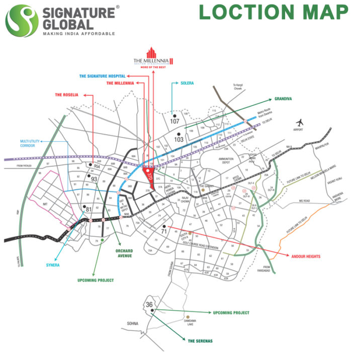 Signature Global The Millennia 2 Affordable Housing Sector 37D Gurgaon Gurugram Dwarka Expressway Affordable Affordable Homes location-map