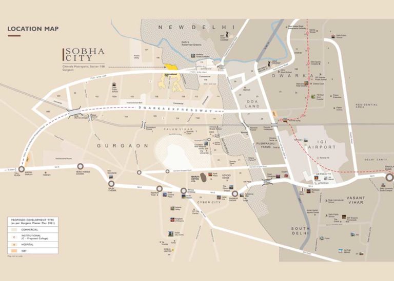 Sobha City Dwarka Expressway Gurgaon Apartment Residential-Sector-108 Location-Map