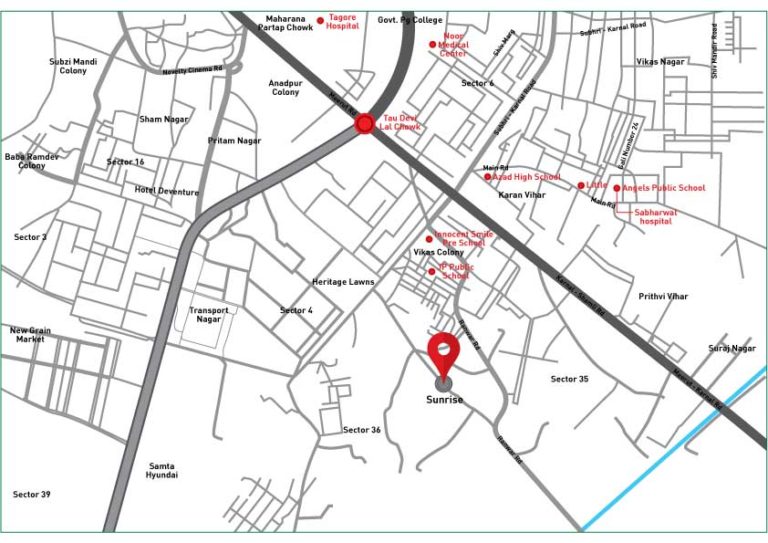 Signature Global Sunrise The Premium Floors Sector 35 Karnal Sector 35 Sohna Sohna Affordable, Affordable Floors Sunrise-Location-Map