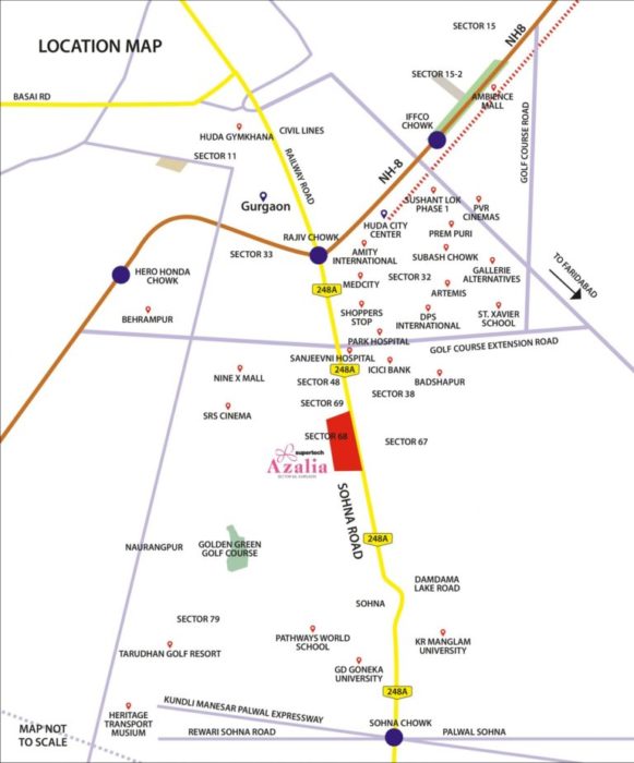 Supertech-Azalia-Sector-11-Sohna-Sohna-Luxury-Flats-Apartments- Location-Map