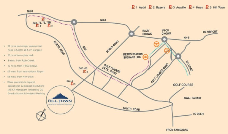 Supertech Hill View Residences Sector 11 Sohna Sohna Apartment, Residential Location-Map