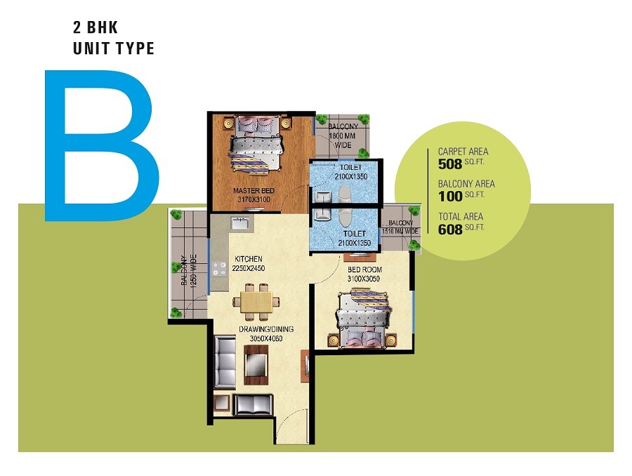 2 BHK Unit Type B