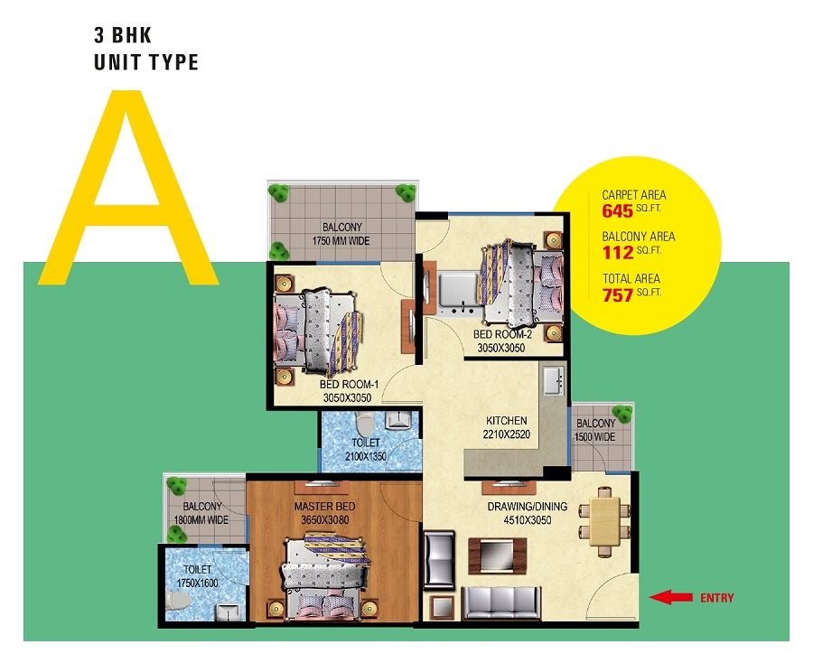 2 BHK Unit Type B